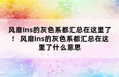 风靡Ins的灰色系都汇总在这里了！ 风靡ins的灰色系都汇总在这里了什么意思